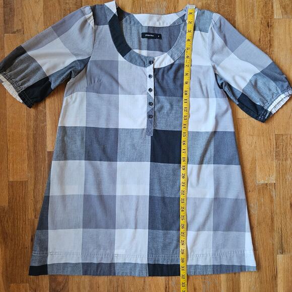 Paprika‎ Dress Womens M Gray White Plaid Gingham Mini Prairie Cottage Country - Picture 8 of 9